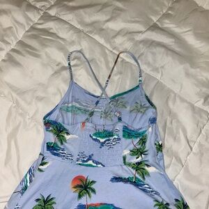 Tropical Print Spaghetti Strap Dress